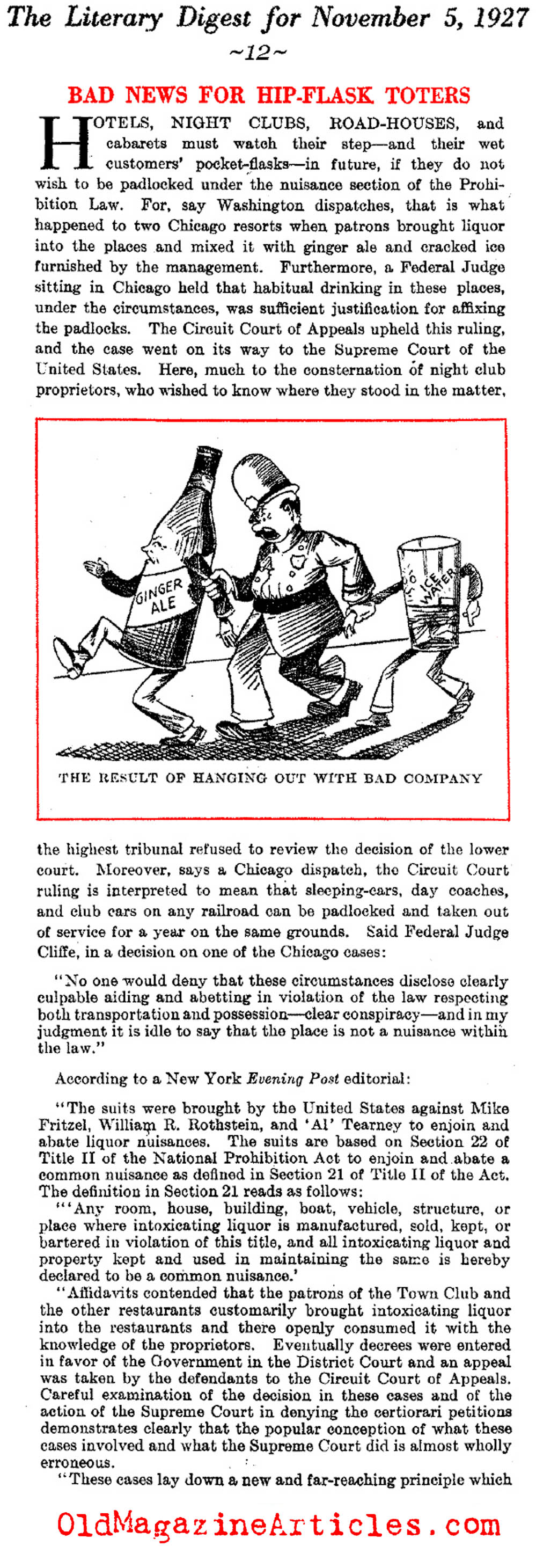 Congress Adresses the Problem of the Hip-Flask (Literary Digest, 1927)